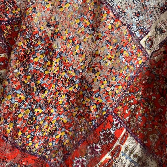 Fig and Flower Top Womens 3X Plus Floral Sheer Button Up Tunic Boho Tropical - Picture 10 of 16